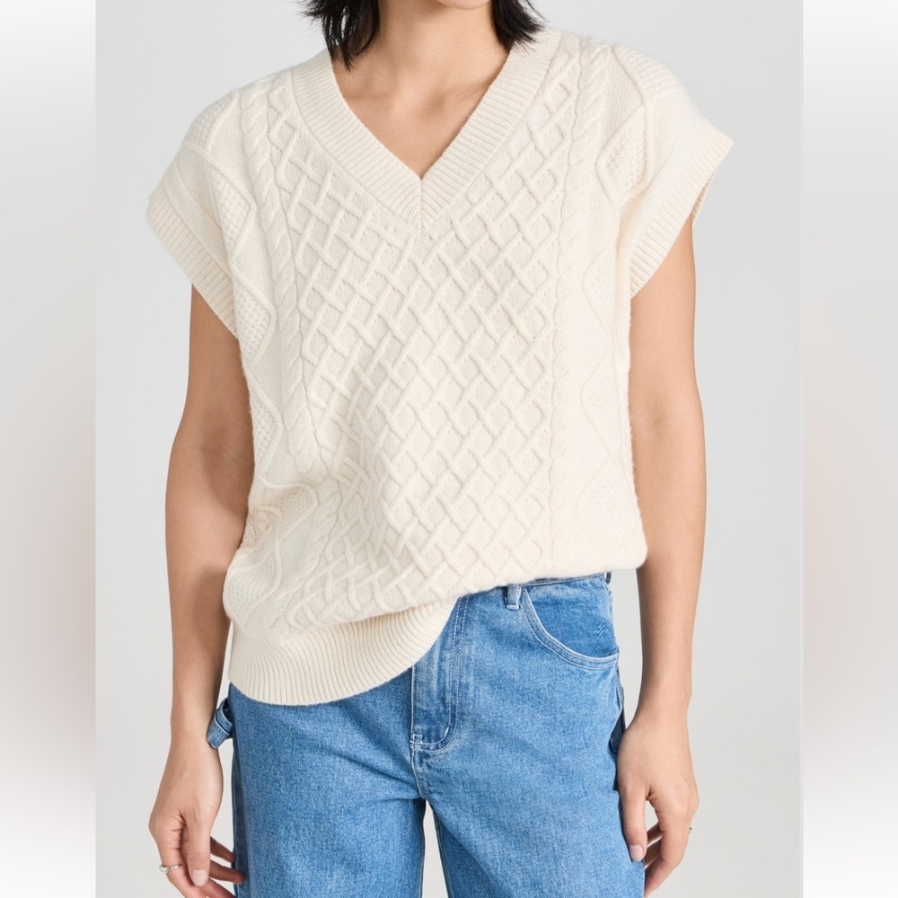 Madewell Women's V-Neck Cream Sweater Vest, new